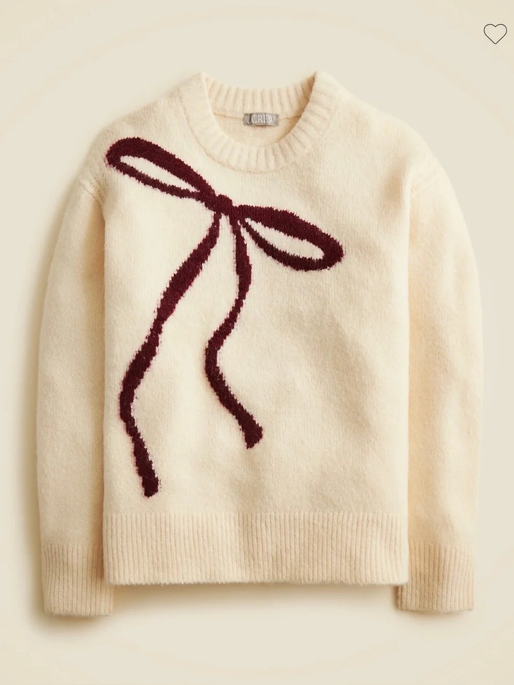 J. Crew Relaxed crewneck pullover in bow print